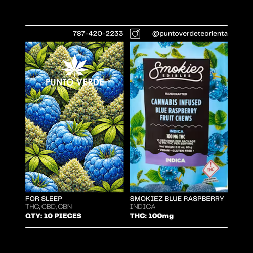 Smokiez 100mg Sweet Blue Raspberry Fruit Chews